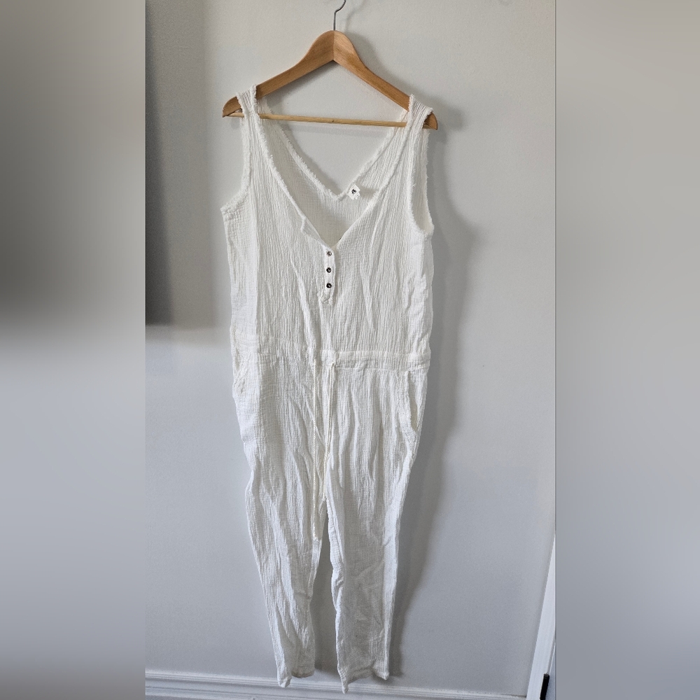 Flawless White Jumpsuit Cotton Romper